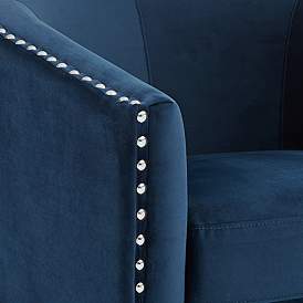 Image4 of Fullerton Nail Head Trim Navy Blue Swivel Accent Chair more views