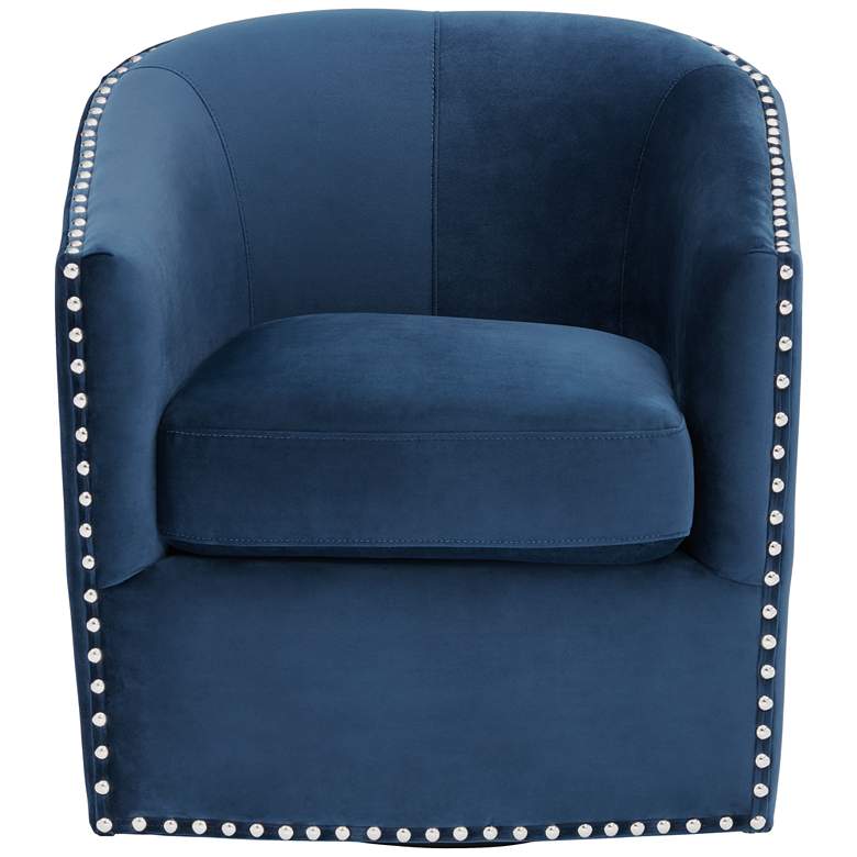 Image 5 Fullerton Nail Head Trim Navy Blue Swivel Accent Chair more views