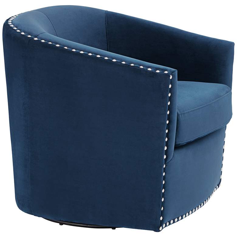 Image 6 Fullerton Nail Head Trim Navy Blue Swivel Accent Chair more views