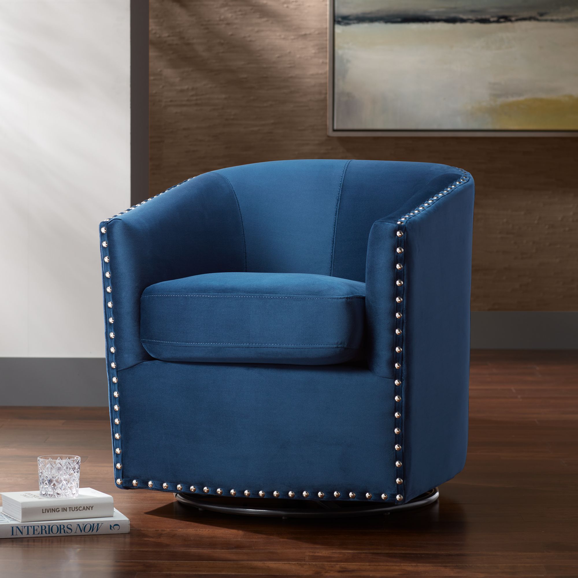 navy swivel accent chair