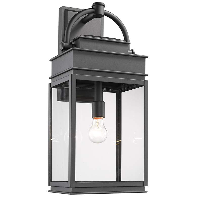 Image 1 Fulton 1-Light Black Metal and Clear Glass Outdoor Wall Light