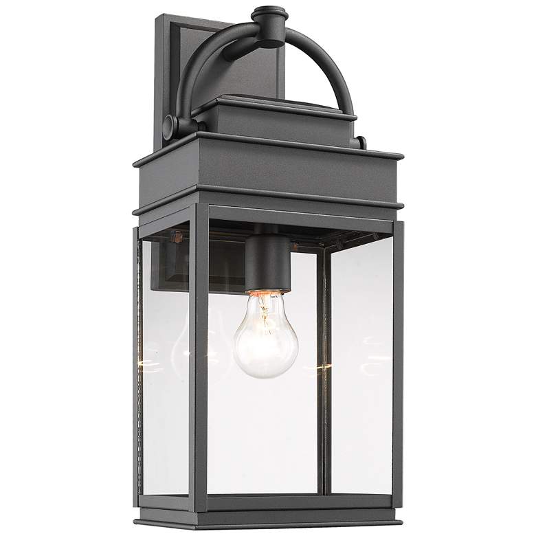 Image 1 Fulton 1-Light Black Metal and Clear Glass Outdoor Wall Light