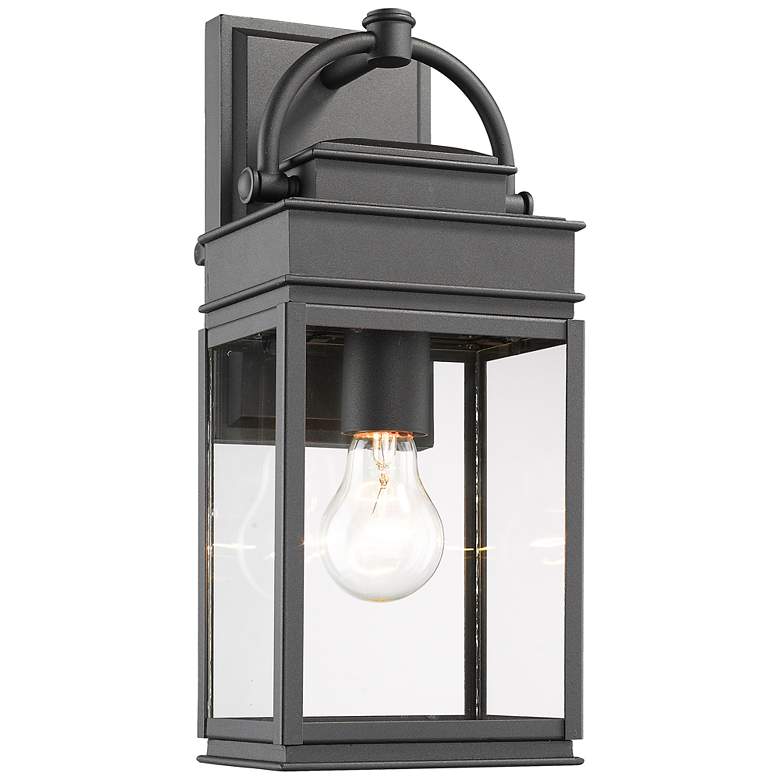 Image 1 Fulton 1-Light Black Metal and Clear Glass Outdoor Wall Light