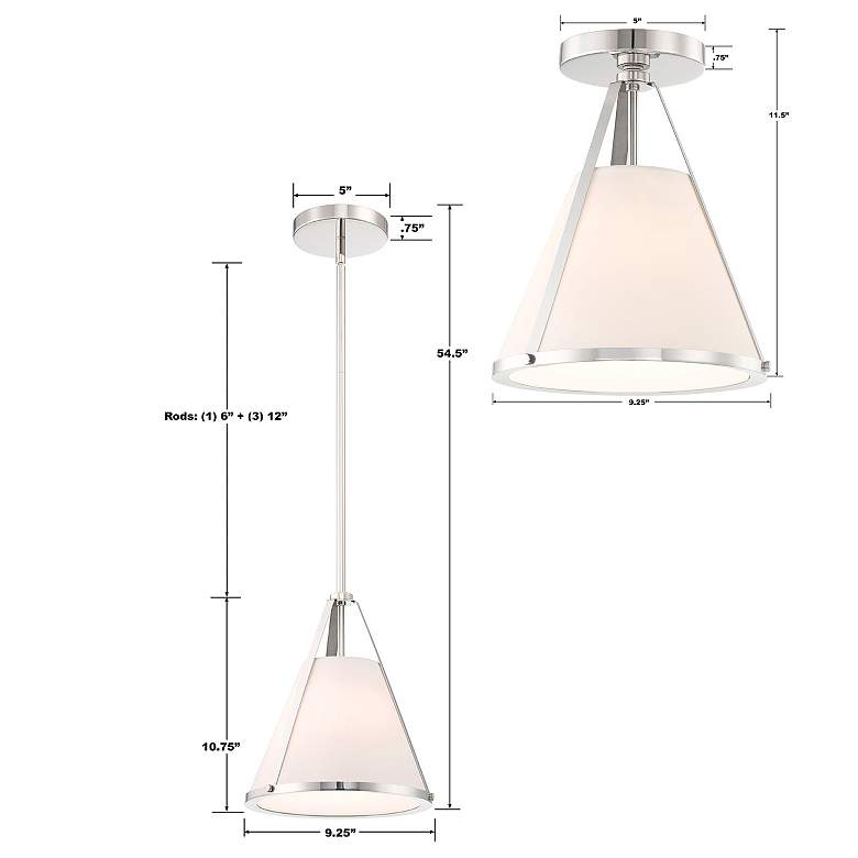 Image 7 Fulton 1 Light Polished Nickel Semi Flush Mount more views