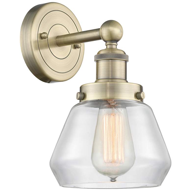 Image 1 Fulton 10"High Antique Brass Sconce With Clear Shade