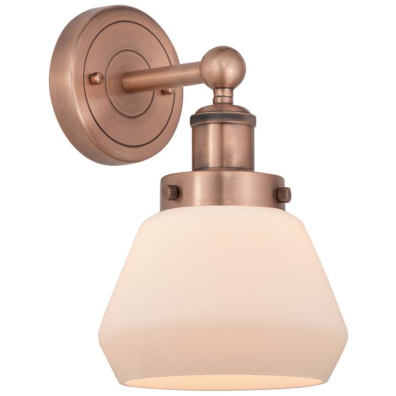Image 1 Fulton 10"High Antique Copper Sconce With Matte White Shade