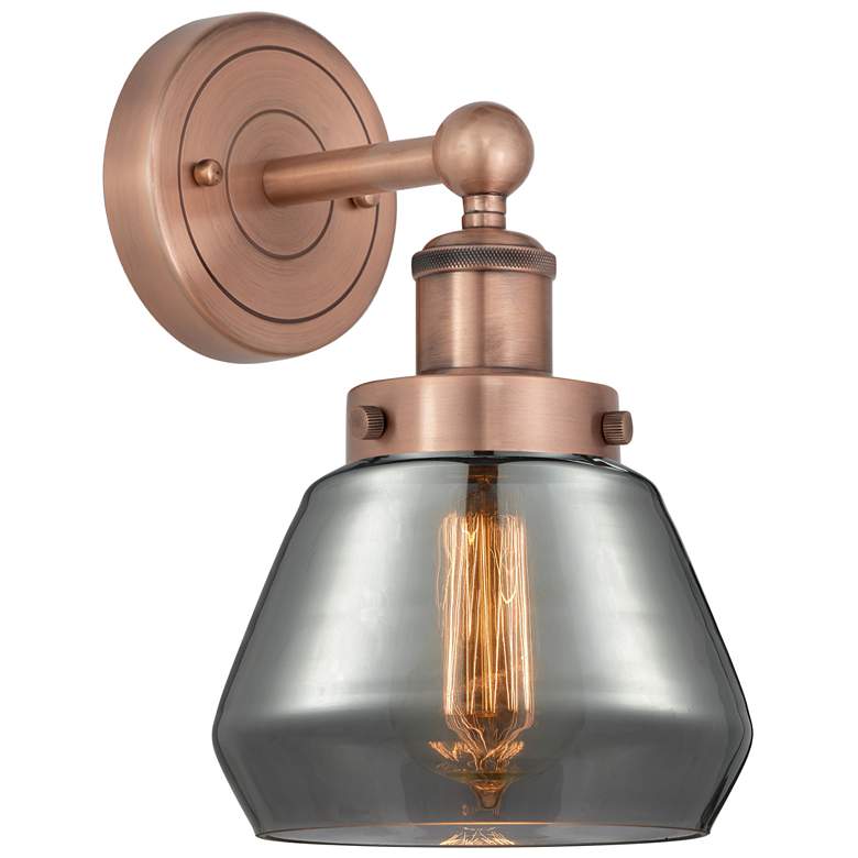 Image 1 Fulton 10"High Antique Copper Sconce With Plated Smoke Shade