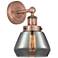 Fulton 10"High Antique Copper Sconce With Plated Smoke Shade