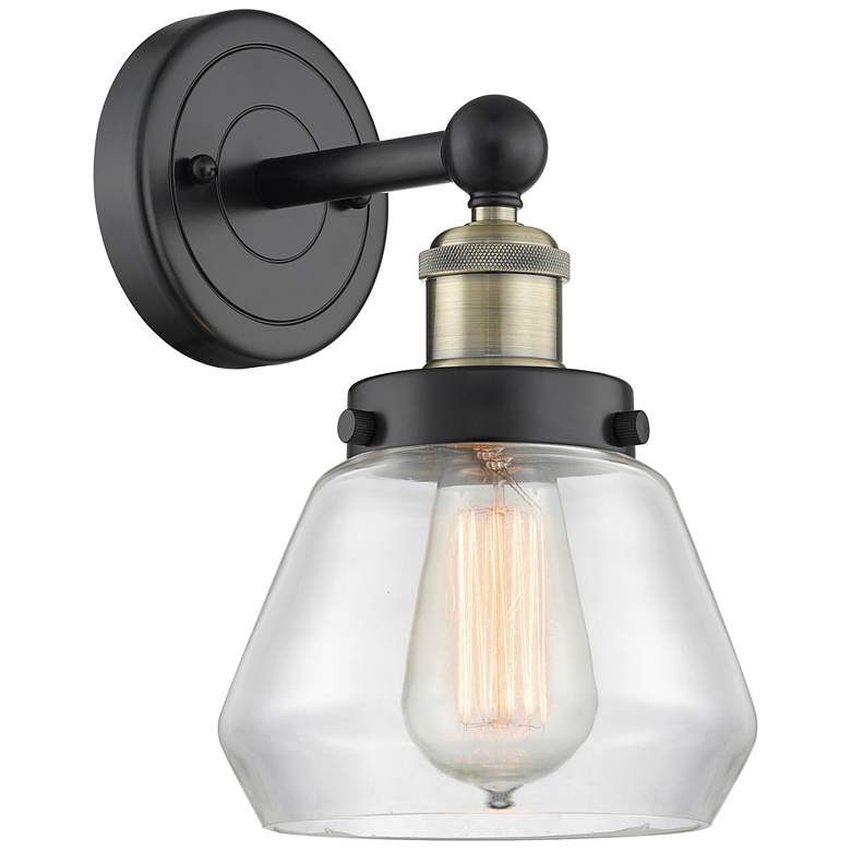 Image 1 Fulton 10"High Black Antique Brass Sconce With Clear Shade