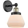 Fulton 10"High Black Antique Brass Sconce With Matte White Shade