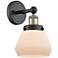 Fulton 10"High Black Antique Brass Sconce With Matte White Shade