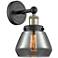 Fulton 10"High Black Antique Brass Sconce With Plated Smoke Shade