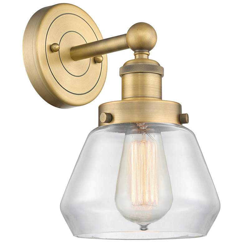 Image 1 Fulton 10"High Brushed Brass Sconce With Clear Shade