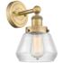 Fulton 10"High Brushed Brass Sconce With Clear Shade