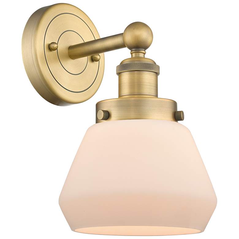 Image 1 Fulton 10"High Brushed Brass Sconce With Matte White Shade