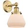 Fulton 10"High Brushed Brass Sconce With Matte White Shade