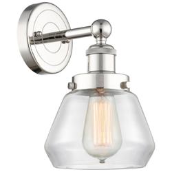 Fulton 10&quot;High Polished Nickel Sconce With Clear Shade