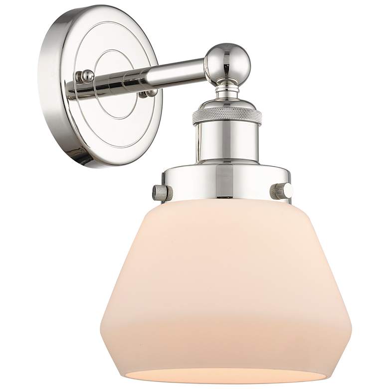 Image 1 Fulton 10"High Polished Nickel Sconce With Matte White Shade