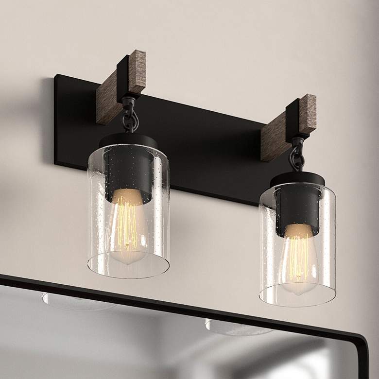 Image 1 Fulton 15 1/2" Wide Matte Black 2-Light Bath Light