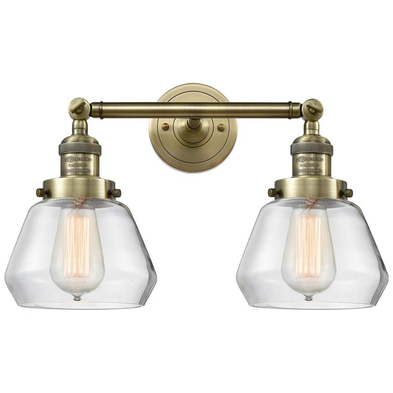 Image 1 Fulton 16.5" Wide 2 Light Antique Brass Bath Vanity Light w/ Clear Sha