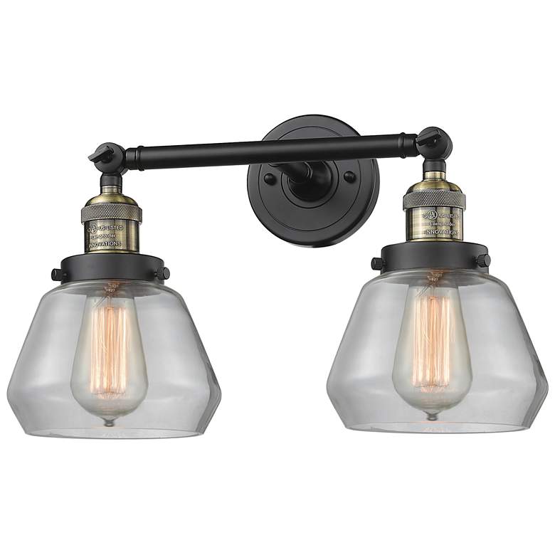 Image 1 Fulton 16.5" Wide 2 Light Black Brass Bath Vanity Light w/ Clear Shade