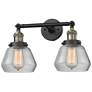 Fulton 16.5" Wide 2 Light Black Brass Bath Vanity Light w/ Clear Shade
