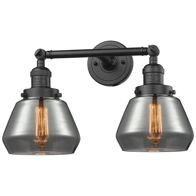 Image 1 Fulton 16.5" Wide 2 Light Bronze Bath Vanity Light w/ Plated Smoke Sha