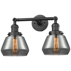 Fulton 16.5" Wide 2 Light Bronze Bath Vanity Light w/ Plated Smoke Sha