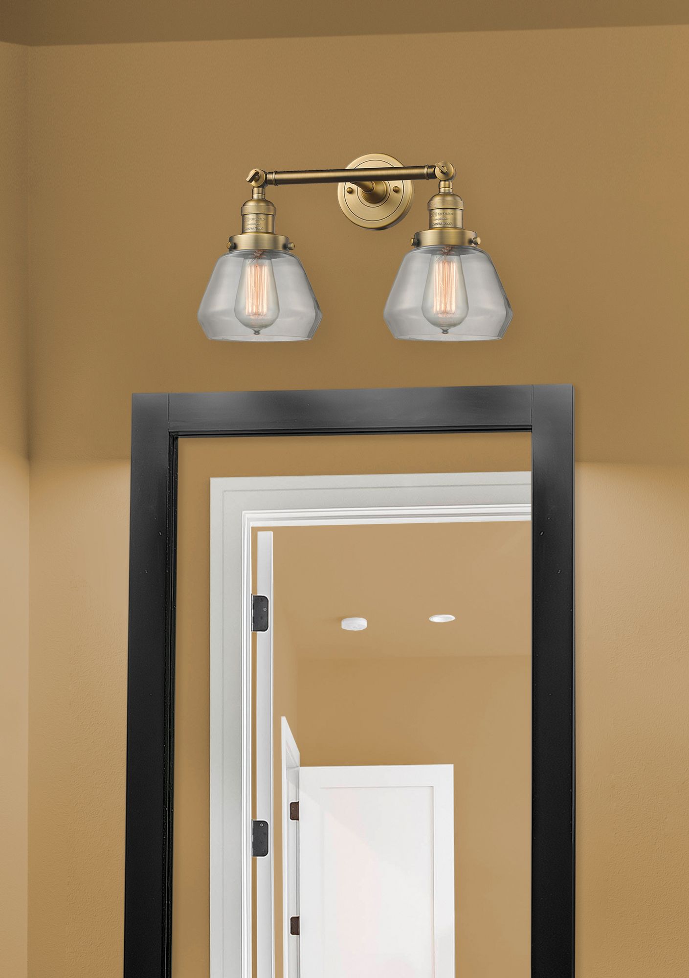 Fulton 16.5" Wide 2 Light Brushed Brass Bath Vanity Light w/ Clear Sha