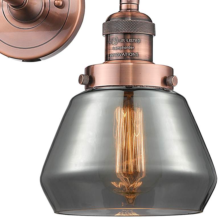 Image 2 Fulton 16.5" Wide 2 Light Copper Bath Vanity Light w/ Plated Smoke Sha more views