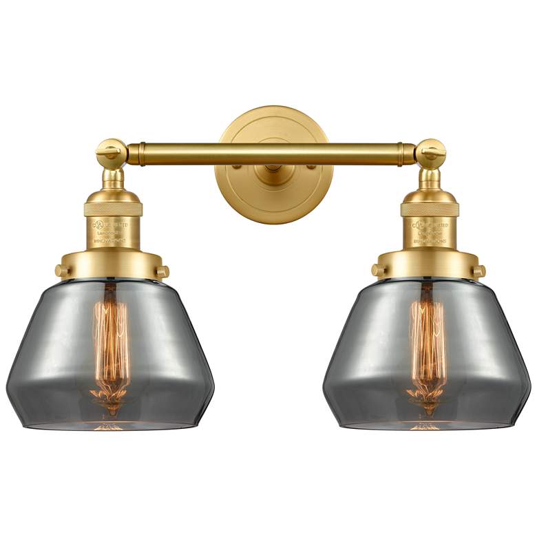 Image 1 Fulton 16.5" Wide 2 Light Gold Bath Vanity Light w/ Plated Smoke Shade