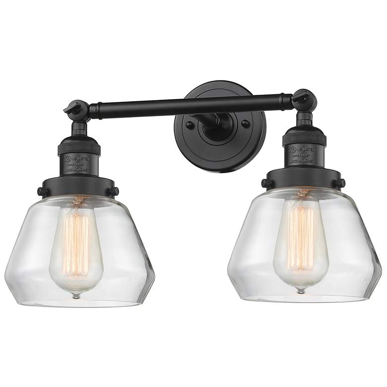 Image 1 Fulton 16.5" Wide 2 Light Matte Black Bath Vanity Light w/ Clear Shade