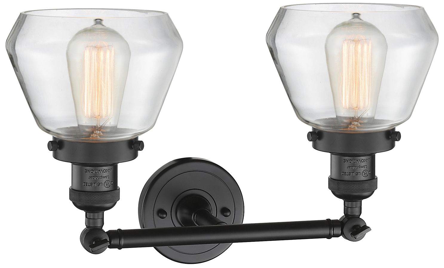 Image 2 Fulton 16.5" Wide 2 Light Matte Black Bath Vanity Light w/ Clear Shade more views