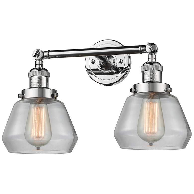 Image 1 Fulton 16.5" Wide 2 Light Polished Chrome Bath Vanity Light w/ Clear S