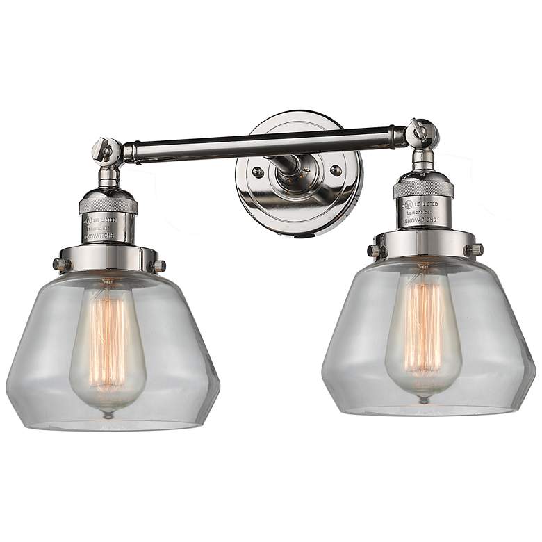 Image 1 Fulton 16.5" Wide 2 Light Polished Nickel Bath Vanity Light w/ Clear S