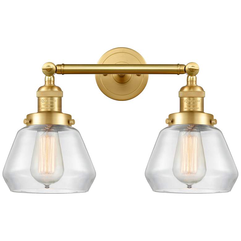 Image 1 Fulton 16.5" Wide 2 Light Satin Gold Bath Vanity Light w/ Clear Shade