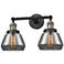 Fulton 16.5"W 2 Light Black Brass Bath Vanity Light w/ Plated Smoke Sh