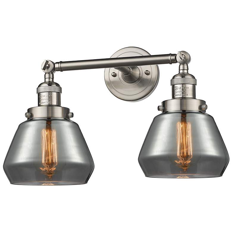 Image 1 Fulton 16.5"W 2 Light Brushed Nickel Bath Light w/ Smoke Shade