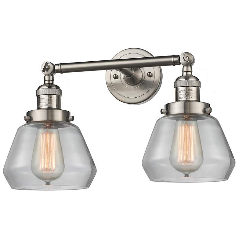 Image 1 Fulton 16.5"W 2 Light Brushed Satin Nickel Bath Vanity Light w/ Clear