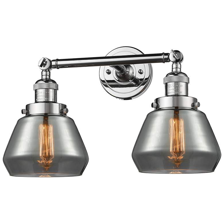 Image 1 Fulton 16.5"W 2 Light Polished Chrome Bath Light w/ Smoke Shade
