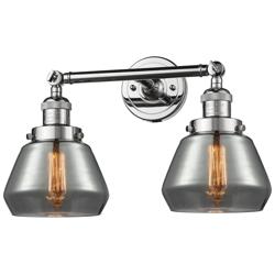 Fulton 16.5"W 2 Light Polished Chrome Bath Light w/ Smoke Shade