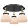 Fulton 18.25"W 3 Light Black Antique Brass Flush Mount w/ White Shade