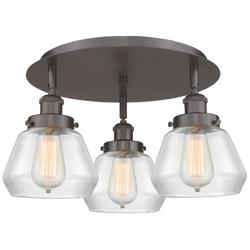 Fulton 18.25"W 3 Light Oil Rubbed Bronze Flush Mount With Clear Glass