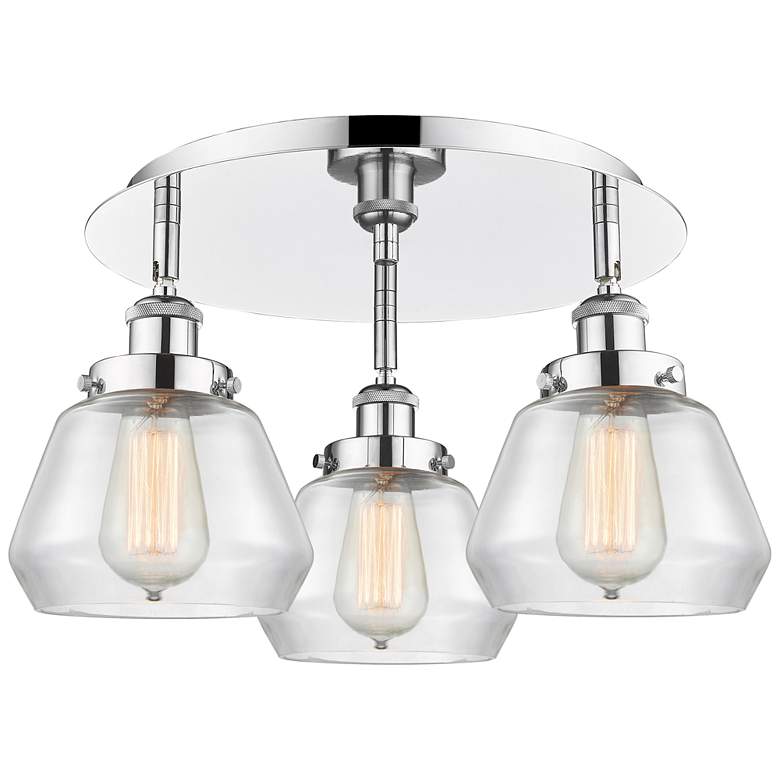 Image 1 Fulton 18.25"W 3 Light Polished Chrome Flush Mount With Clear Glass Sh