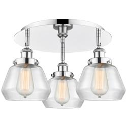 Fulton 18.25"W 3 Light Polished Chrome Flush Mount With Clear Glass Sh