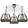 Fulton 18.25"W 3 Light Polished Nickel Flush Mount w/ Smoke Glass Shad