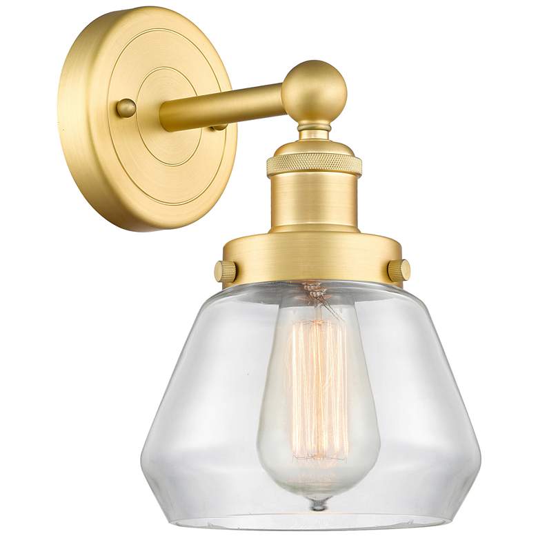 Image 1 Fulton 2.25" High Satin Gold Sconce With Clear Shade