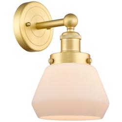 Fulton 2.25&quot; High Satin Gold Sconce With Matte White Shade
