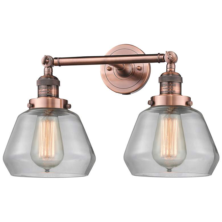 Image 1 Fulton 2 Light 17" LED Bath Light - Antique Copper - Clear Shade