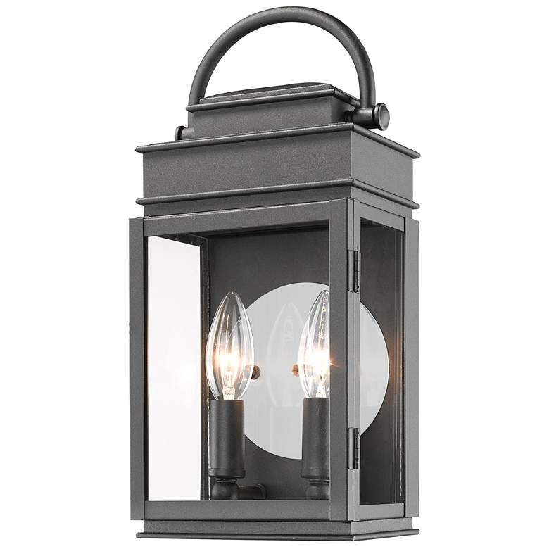 Image 1 Fulton 2-Light Black Metal and Clear Glass Outdoor Wall Light